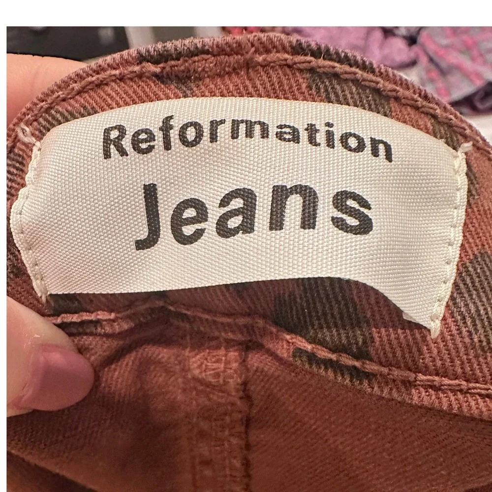 Reformation‎ Cher Leopard Print Mini Denim Skirt Size 27 Grunge Summer Casual - Picture 4 of 7